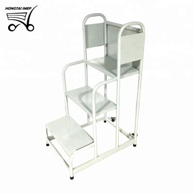 China Folding Ladders Warehouse Supermarket Safety Unfolding Steel Rolling Trolley Platform Platform with Handle for sale