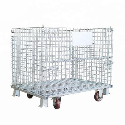 China Mobile Industrial Stackable Collapsible Warehouse Storage Container Wire Cages for sale