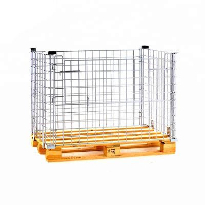 China Warehouse Stacking Storage Wire Mesh Box Pallet Cage Containers With High Capacity 800kg for sale