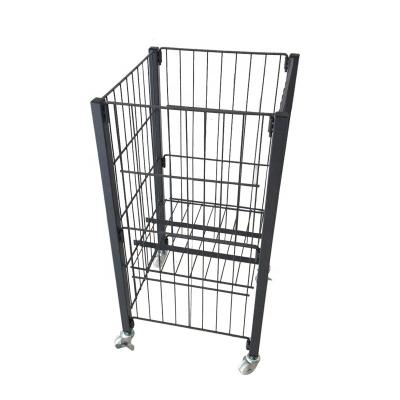 China Portable Wholesale Folding Metal Display Wire Rack Promotion Table With Wheels for sale