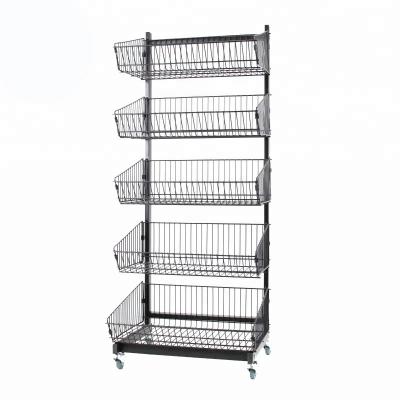 China Customized Wholesale Single Sided Supermarket Five Layers Display Stand Wire Rack Customized Mobile In Black for sale