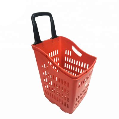 China PP Plastic Deparment Stores Plastic Drawer Shopping Baskets Trolley With Wheels for sale