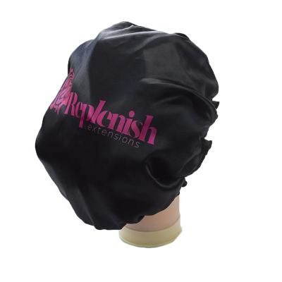 China Custom Black Purple Silk Wig and Custom Logo Image Hair Hood Satin Cap Satin Headcover for sale