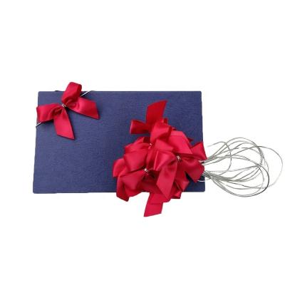 China Elegant Reusable Pre Made Printed Red Satin Ribbon Bow Customized for sale