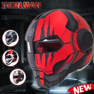 China High Security SLKE Cosplay Full Face Helmets Can Open Face Motorcycle Motorbike Riding Ironman Iron Man Helmet for sale