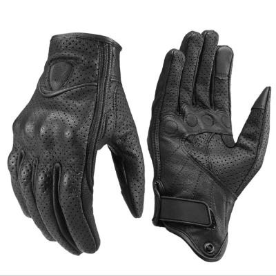 China Waterproof Windproof Goat Knuckle SLKE Anti-fall Leather Breathable Touch Screen Skin Protection Racing Riding Gloves for sale