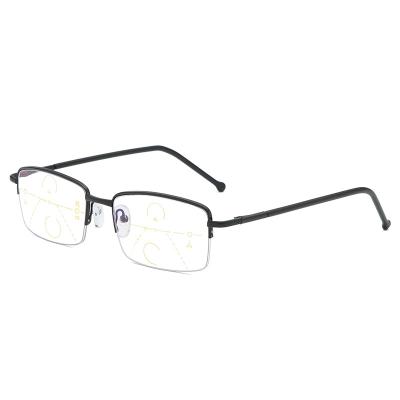 China Multifocal Progressive Reading Glasses Metal Frame Reading Glasses Blue Light Blocking Glass Readers Glasses for sale