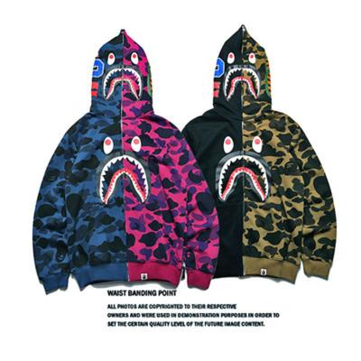 China 2022 Fashion Camouflage Shark Monkey Anti-wrinkle Bape Unisex Jacket Fashion Zipper Adult Teenage Girls Casual Full Sweater High Quality for sale