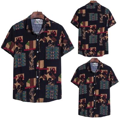 China African Style QUICK DRY All Over Print Cotton Blend Mens Hawaii Style Polyester/Beach Casual Dress Shirt for sale