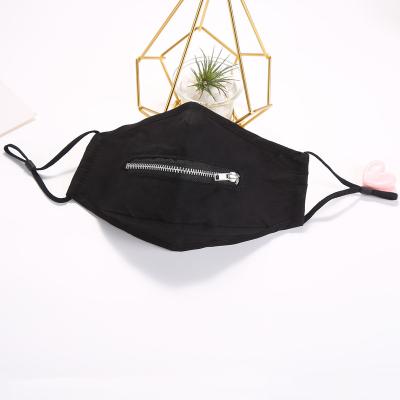 China Reusable Washable 100% Washable Cotton Cloth Black Zipper Face Mask In Stock for sale