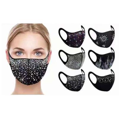 China 2020 fashion fabric 2020 fashion sexy facemask crystal colorful sequin popular face mask party breathing face mask for sale