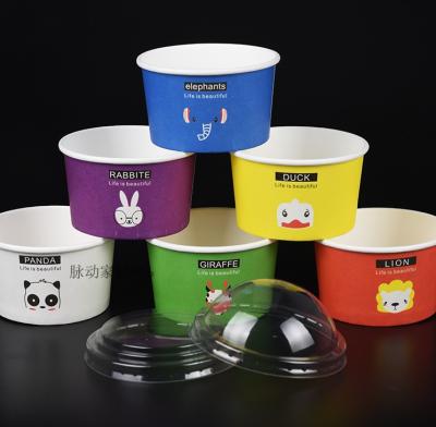 China Disposable Paper Box Ice Cream Paper Cups With Lids for sale