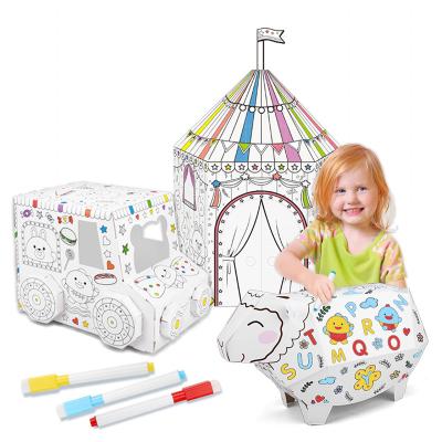 China 2022 New Products Funny DIY Toys Baby Toys DIY Babies Interactive Toys Drawing House Paper Craft Kit DIY Toy for sale