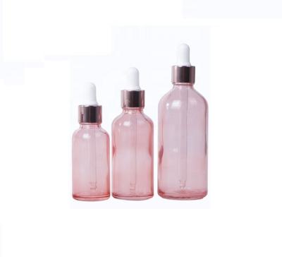 China Wholesale 20ml 30ml 50ml 100ml Personal Care Rose Gold Dropper Glass Bottle for sale