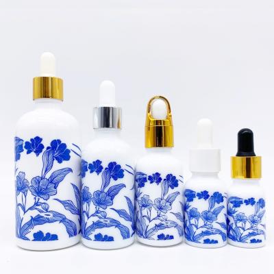 China New Design Personal Care Specifications 10ml 30ml 50ml 100ml Chinese White Porcelain Dropper Bottle With Various Covers for sale