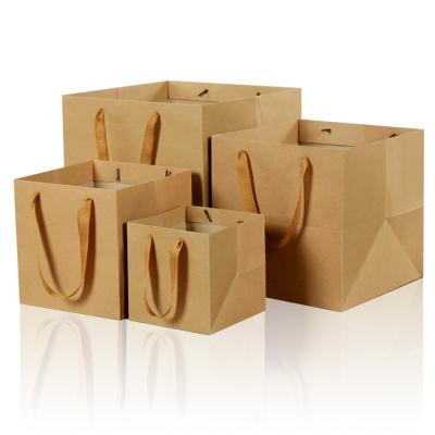 China Wholesale Logo Brown Craft Packaging Gift Custom Paper Box Recycle Bag Kraft Paper Shopping Bags for sale