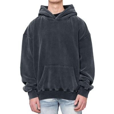 China Anti-wrinkle vintage style dropped shoulder pullover hoodie washed oversized hoodie for sale