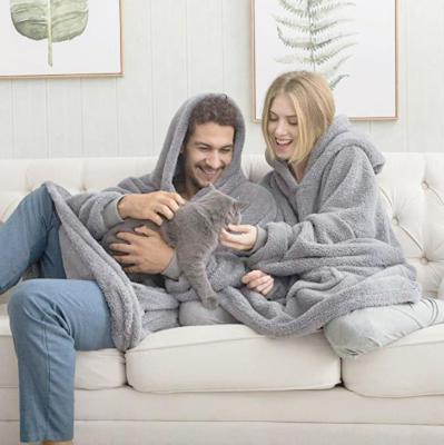 China Anti-Wrinkle Pullover Hoodie Sherpa Hoodie Blanket Sweatshirt With Hood Pocket And Sleeves Hoodie Blanket for sale