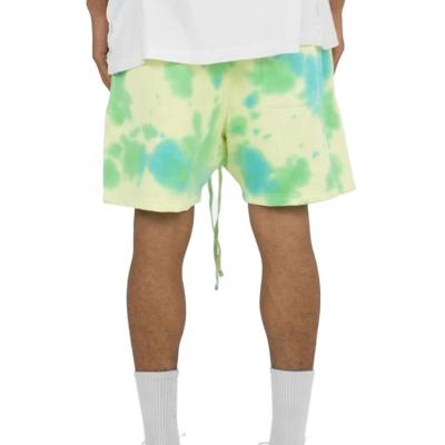 China Anti-wrinkle tie dye shorts men sweat shorts drawstring waist 100% cotton custom sweat abbreviations men for sale