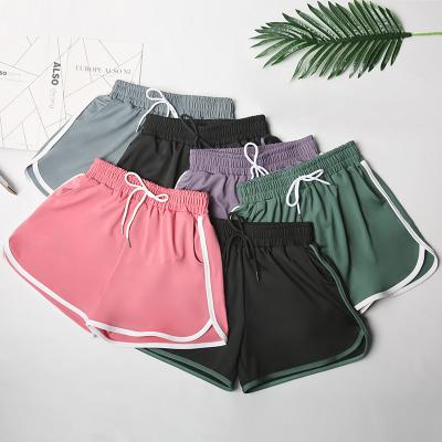 China Anti-Wrinkle Sweated Yoga Sports Fitness Summer Wear Custom Logo Embroidery Print Women Gym Shorts for sale