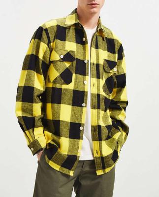 China Spring 100% Cotton Plus Size Men Flannel Plaid Shirt Autumn Casual Long Sleeve Shirt for sale