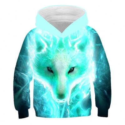 China Anti-wrinkle 3d print wolf pattern cartoon girl hoodie autumn clothes kids jacket teens oversized long sleeve pullover for sale