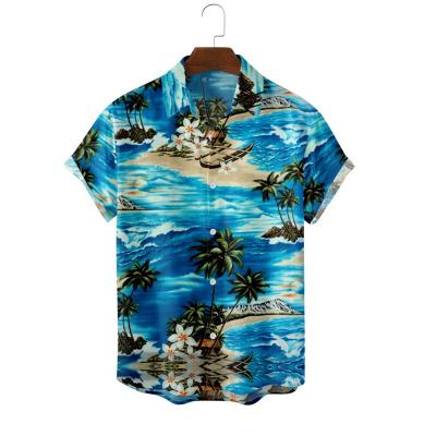 China Island Vacation Hawaii Style Large T-shirts Printed Casual Anti-pilling New Fashion Trend Men Custom Beach Wear Large for sale