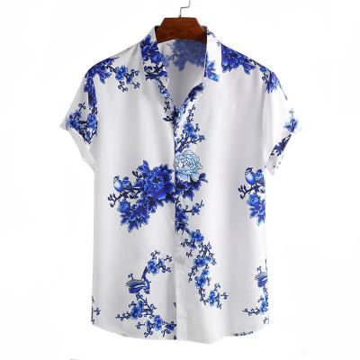 China Chinese Style Peony Flower Print Peony Peony Shirts Men's Hawaii Shirt 4xl Plus Size Casual Polyester Anti-pilling Shirts for sale