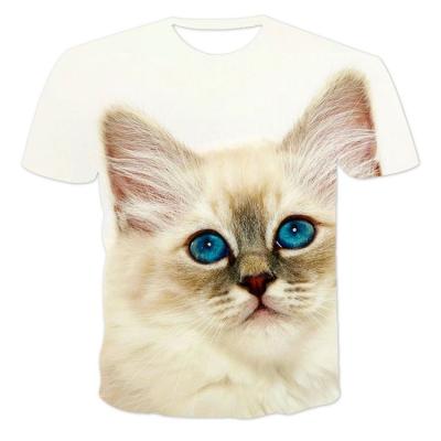 China Anti-wrinkle 2022 Summer Men Clothes Polyester Quick-drying 3D Printing Cat T-shirt Fashion Short Sleeve Cartoon O-neck 3D T-shirt for sale