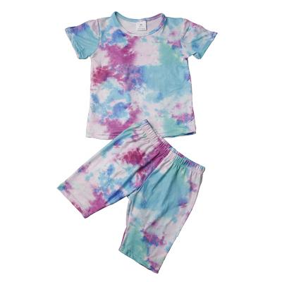 China 2020 Custom Summer Toddler Baby Outfit Solid Tie Dye Printed Tank Tops Kids Clothing Sets Beehive Outfit for sale