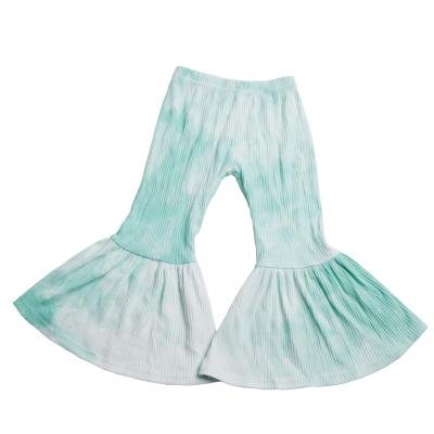 China Anti-wrinkle Kids Girls Long Pants Fall Winter Tie Dye Cotton Baby Bell Bottom Trousers for sale