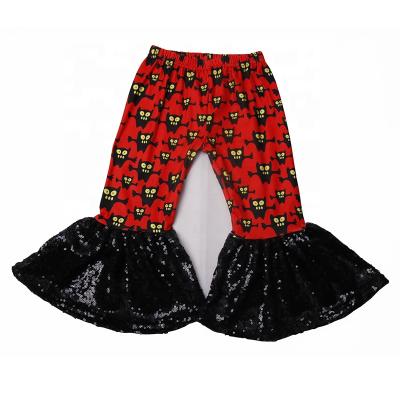 China 2021 Breathable Sequins Children's Halloween Printed Autumn Bell Bottoms Bell Bottoms Flared Pants Baby Trousers Pants for sale