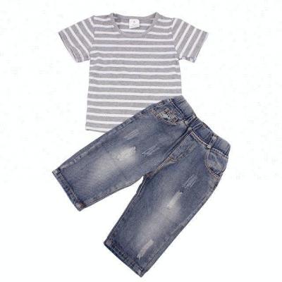 China Fashion\Comfortable Outfits\Durable 2018 Summer Boys Denim Shorts T-shirts And Kids Cotton Stripe Fashion for sale