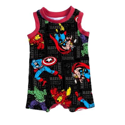 China New Colorful Casual Customize Baby Boy Clothing Superhero Printed Infant Clothes Cotton Kids Romper for sale