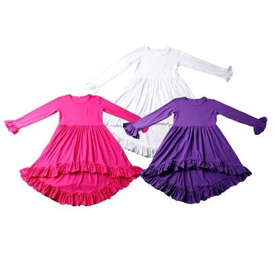 China Anti-Static Boutique Spring Girls Lady Clothing Skirt Solid Color Ruffles Long Sleeve Casual Women Dress for sale