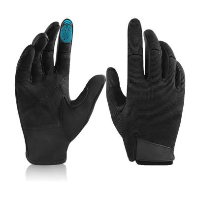 China Comfortable/Breathable/Durable Full Finger Weightlifting Fitness Gloves with Non-slip Leather Palm Workout Gloves for sale