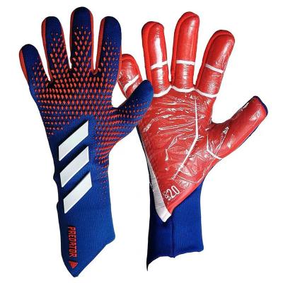 China Comfortable/Breathable/Durable Finger Protection Thickened Soccer Training Football Sports Goalie Latex Soccer Gloves for sale