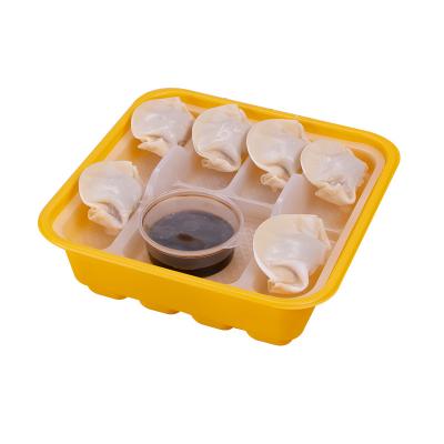 China PP yellow double-layer dumplings packaging box, sauce box, big bag, easy to thicken, durable, microwave heating for sale