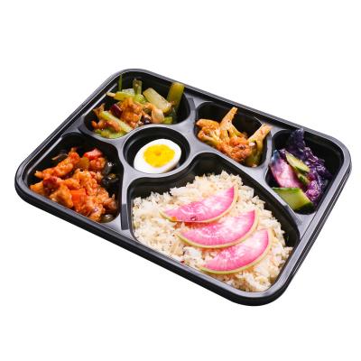 China PP six grid fast food packaging box, multi color package box, customizable microwave heating belt cover for sale