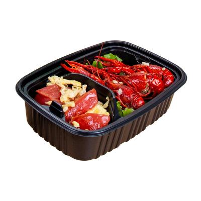 China PP thickened double-layer split fast food box can be heated by microwave. Double-layer bento box supports customization for sale