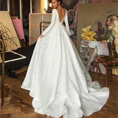 China 2021 Breathable New Plus Size Knot Wedding Dress Fat Shoulders One-shoulder Flower Lace Fat Slim Female Wedding Dresses for sale