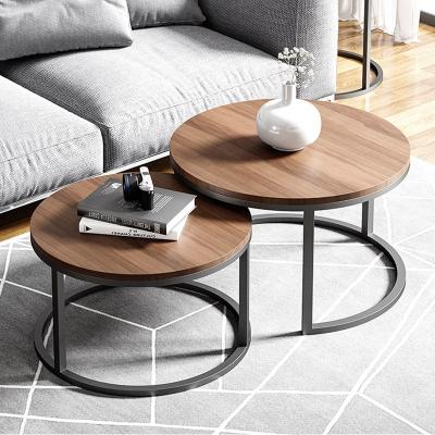 China (Size) 2022 hot sales adjustable coffee table set log living room coffee table set and metal furniture for sale