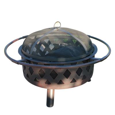 China Stocked Heavy Duty Metal Backyard Firepits Fire Pit With Steel BBQ Net for sale