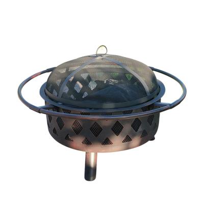 China New Design Metal Fire Pit With Bbq Grill Steel Portable Outdoor Camping Net for sale