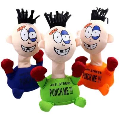 China Creative Adults Stress Punch Stuffed Toys Anti Screaming Electric Plush Funny Doll for sale