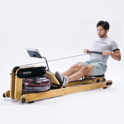 China Universal Intelligent Hydraulic Foldable Wooden Dish Loaded Seated Water Rower Rowing Machine for sale