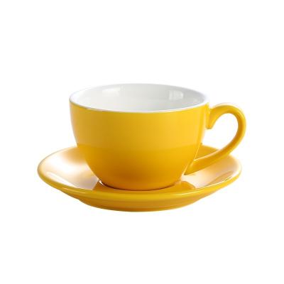 China Popular Modern Stocked Espresso Cup With Saucer Cappuccino Latte Cups In Custom Colors / Logo For Coffee Shops for sale