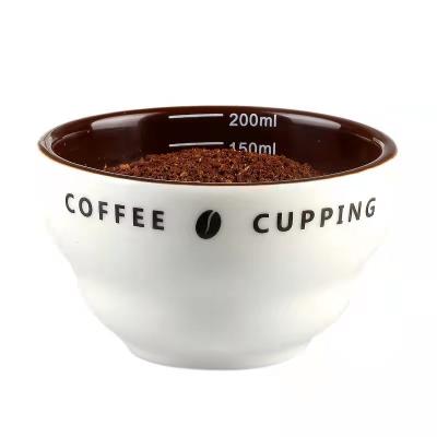 China Stocked Measuring Espresso 200ml Coffee Porcelain Bowl U Shaped Coffee Cup Custom Professional Coffee Mug for sale