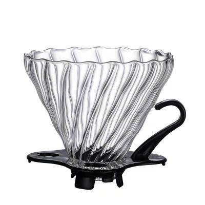 China Hot Selling Minimalist v60 Pour Over 1-4 Cup Glass Coffee Spout Coffee Filter Hand Dripper for Bartender for sale