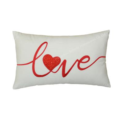 China Nondisposable Valentine's Day Love Embroidery Cushion Covers Heart Applique Decoration Pillow Case/Tile for sale